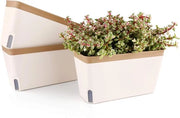 Set di 3 Vasi di Plastica Orizzontali da 27cm con Sistema di Irrigazione per Interno e Esterno - Decorazione per Casa o Ufficio