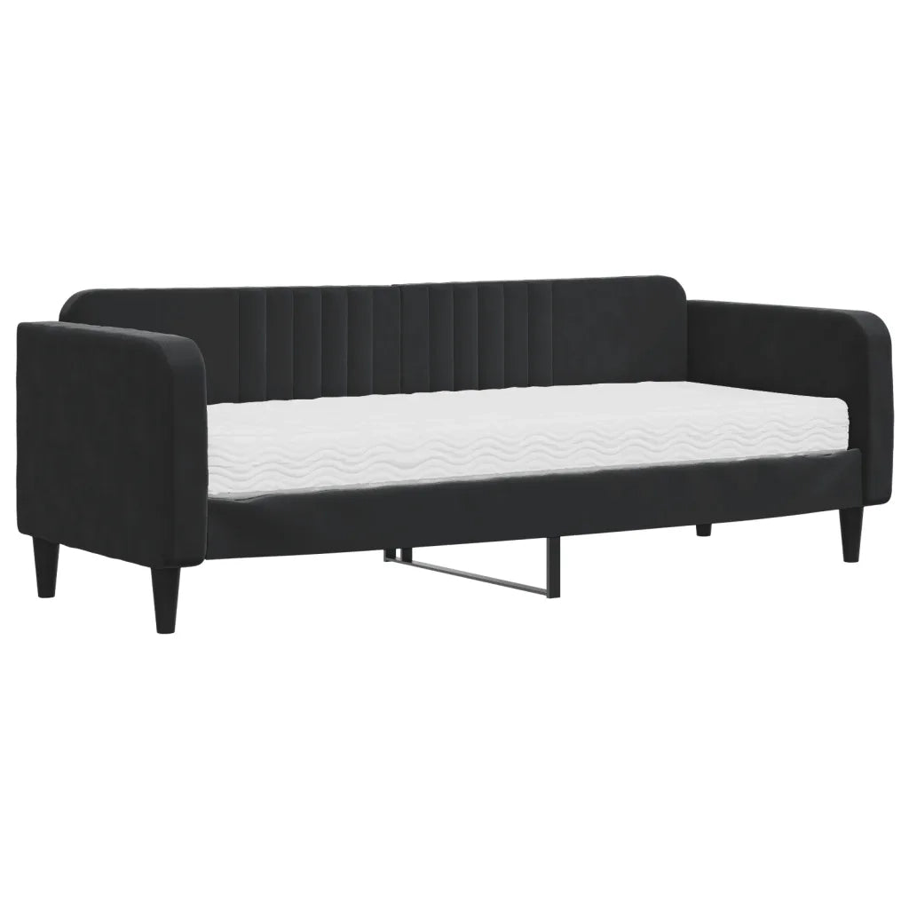 Divano Letto con Materasso-Sofa Letto-Daybed Nero 80x200 cm in Velluto 919889