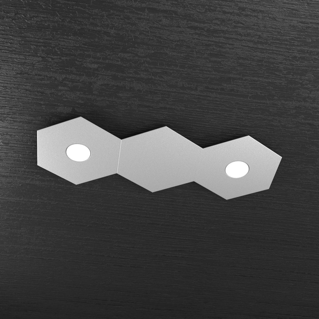 HEXAGON APPLIQUE-PLAFONIERA 2 LUCI + 1 DECORATIVO GRIGIO 1142-2L1D-GR