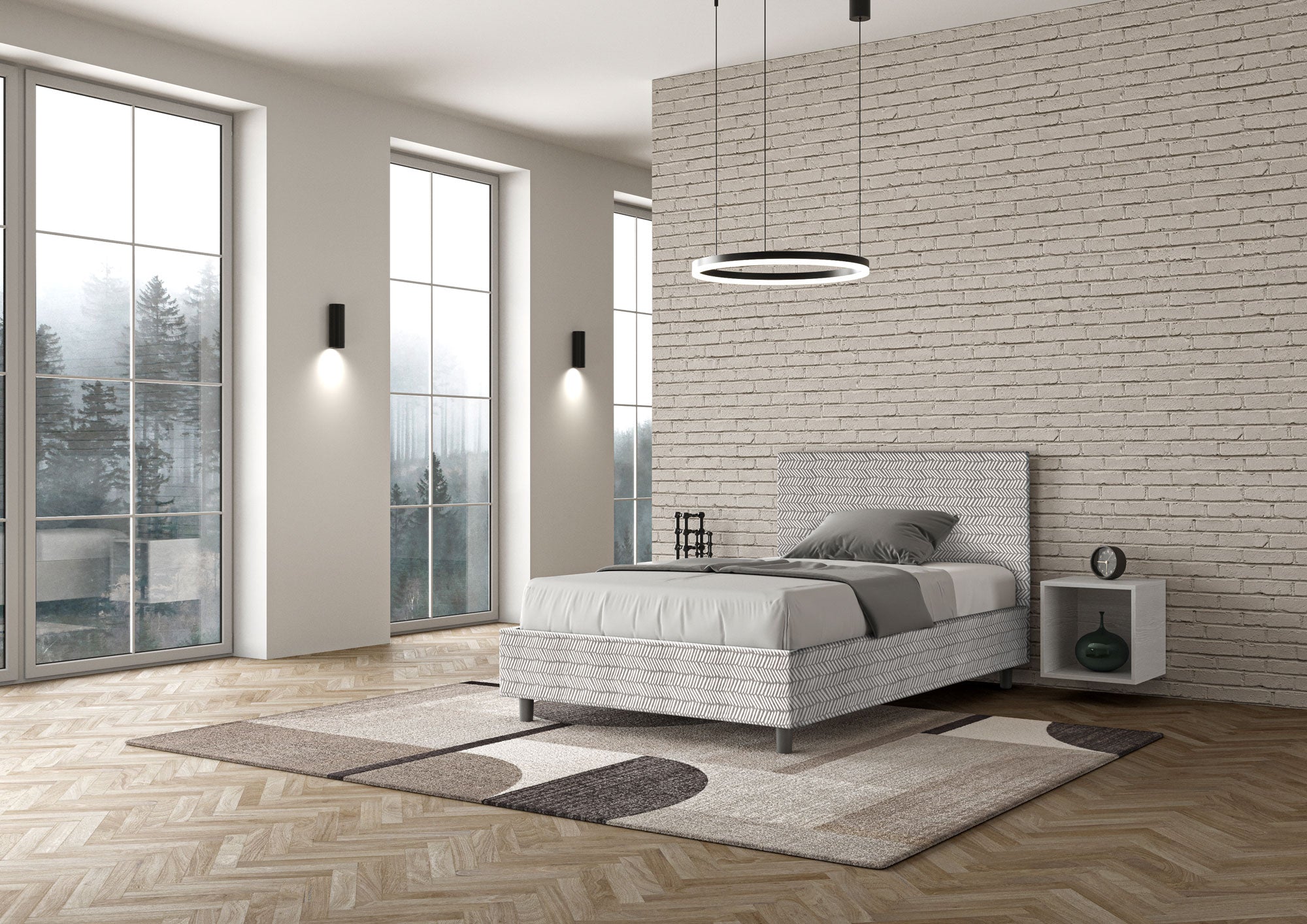 Letto 1 Piazza e Mezzo 120x200 cm con Rete Adele Aragona 1 Bianco