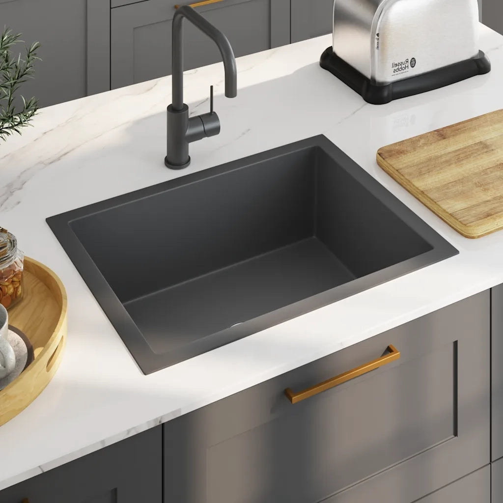 Lavello da Cucina Lavorato a Mano Nero in Acciaio Inox 145084