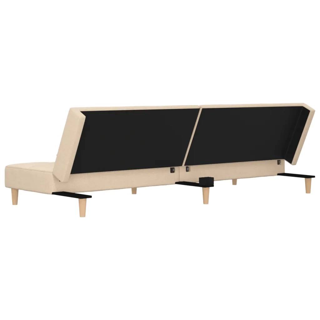 Divano letto | Sof¨¤ letto | Letto singolo a 2 Posti con 2 Cuscini Crema in Tessuto