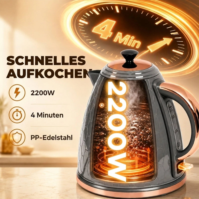 Bollitore elettrico, 2200W, con obl¨°, filtro, ebollizione rapida, grigio