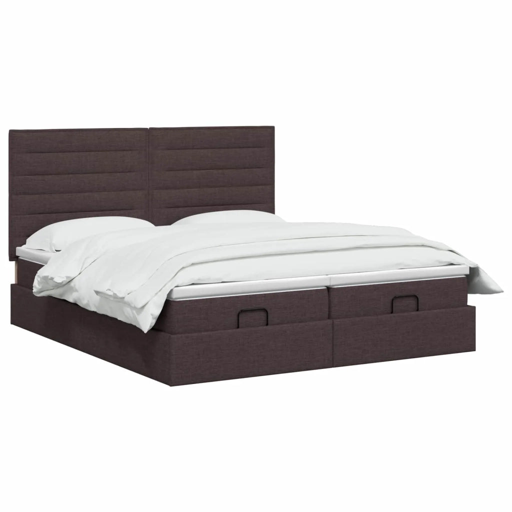 Letto Ottomano con Materasso e LED Marrone Scuro 200 x 200 cm 3458426