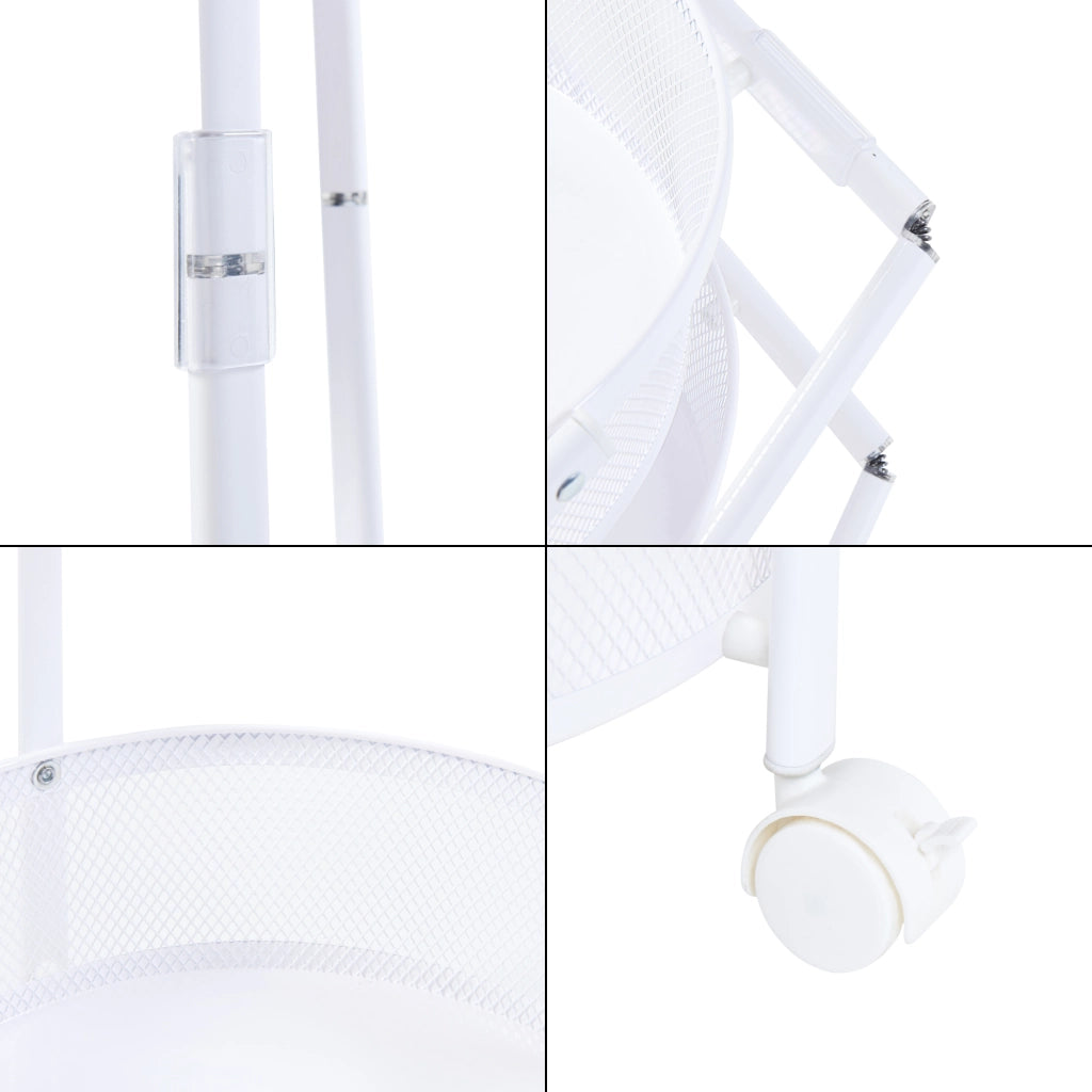 Carrello da Cucina Sørreisa con 4 Cestelli Telaio Pieghevole Bianco [en.casa]