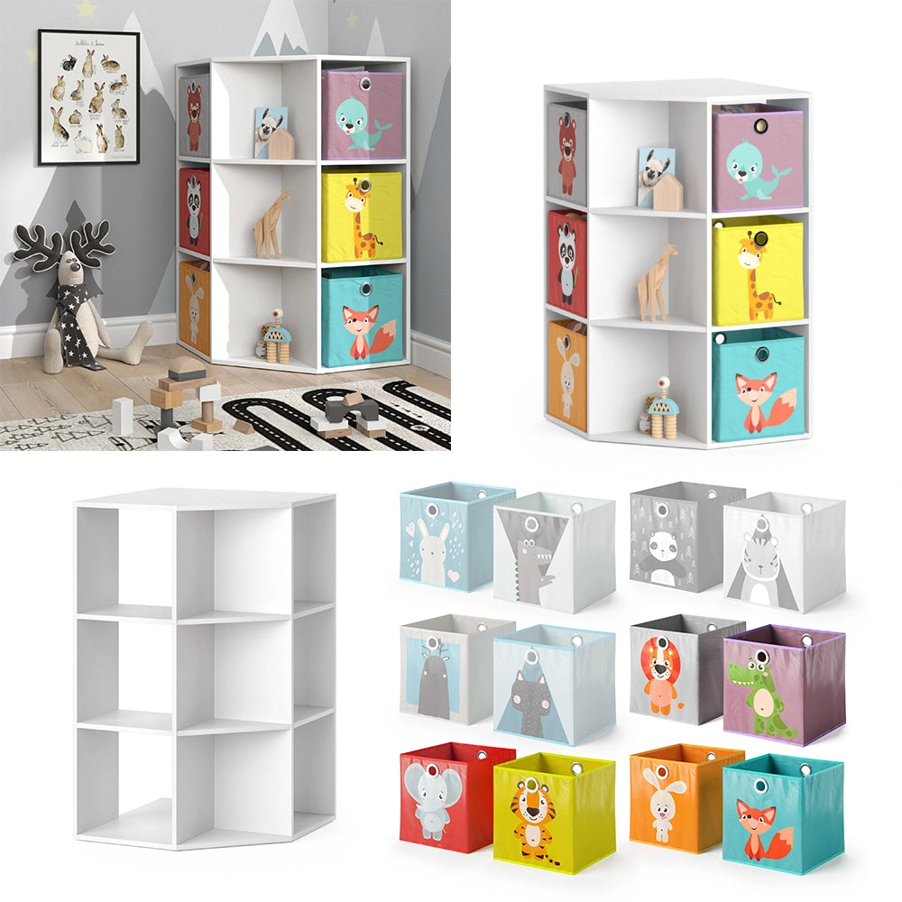 Vicco Libreria bambini Bianco 64 x 107.8 cm con 6 scatole pieghevoli opt.1