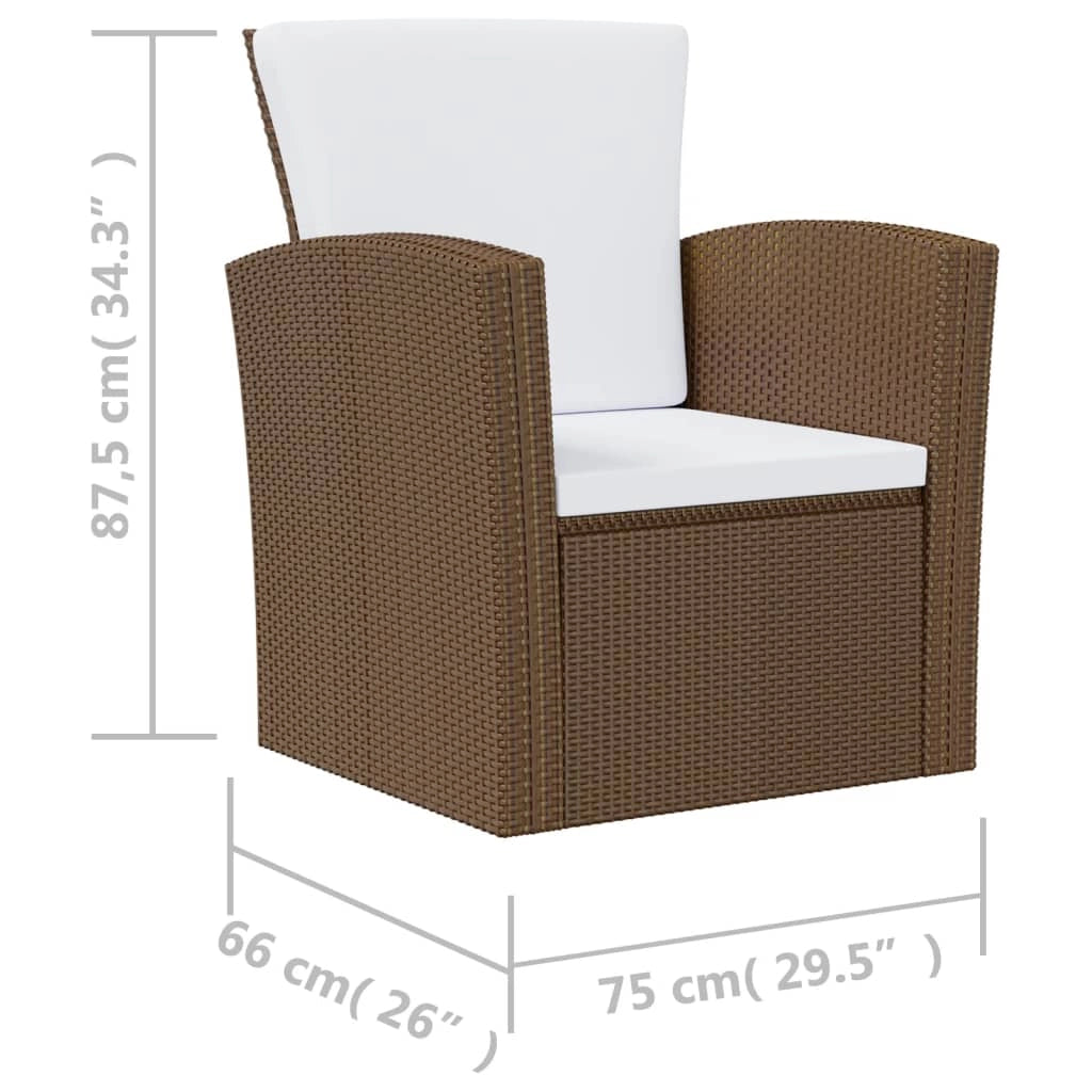 Set di mobili da giardino mobili da esterno 8 pezzi con cuscini resina intrecciata marrone 02_0017702