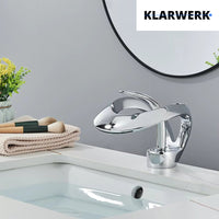 NAVIS |Rubinetto da bagno a cascata di design, rubinetto da bagno cromato lucido|in acciaio inossidabile premium per lavandino|Miscelatore  2 attacchi