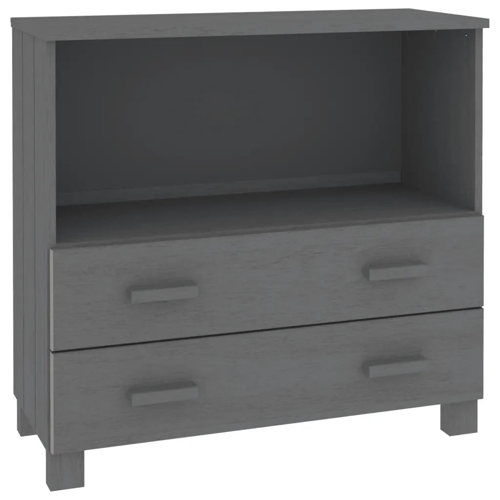 Credenza HAMAR Grigio Scuro 85x35x80 cm Legno Massello di Pino 340498