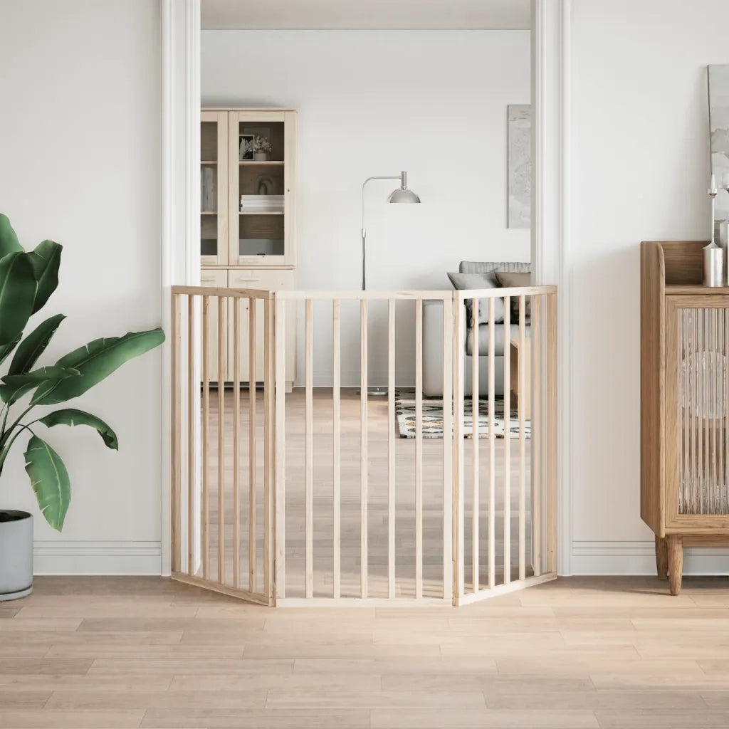 Cancelletto per cani pieghevole a 3 pannelli 150 cm in legno di pioppo 352174