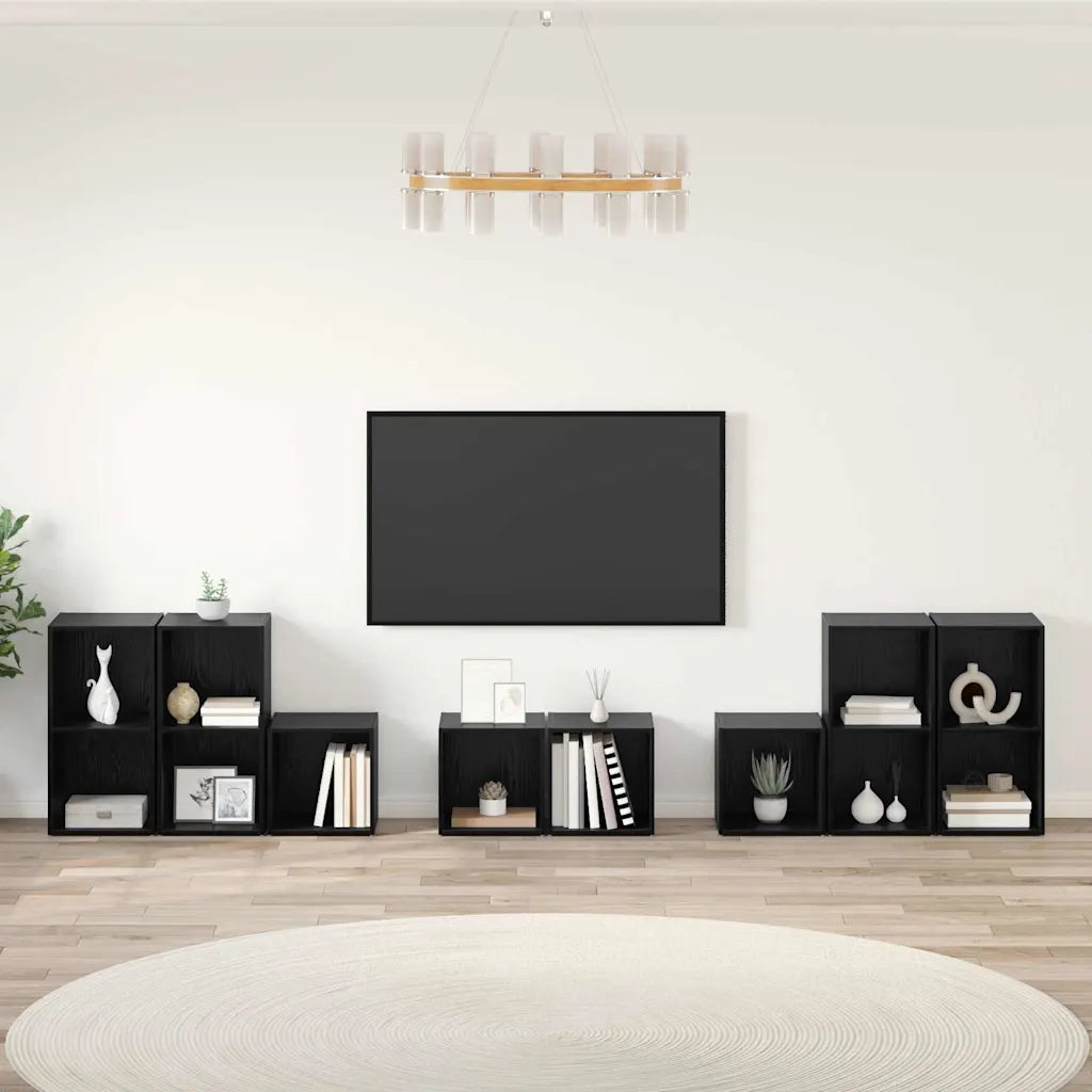 Set di mobili TV 8 pcs Rovere Nero Legno multistrato