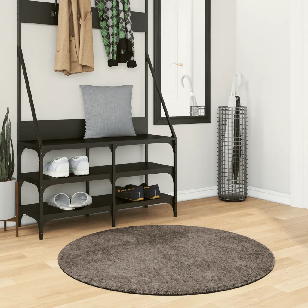 Tappeto a Pelo Lucido Lungo ISTAN Effetto Grigio Ã˜ 100 cmcod mxl 86055