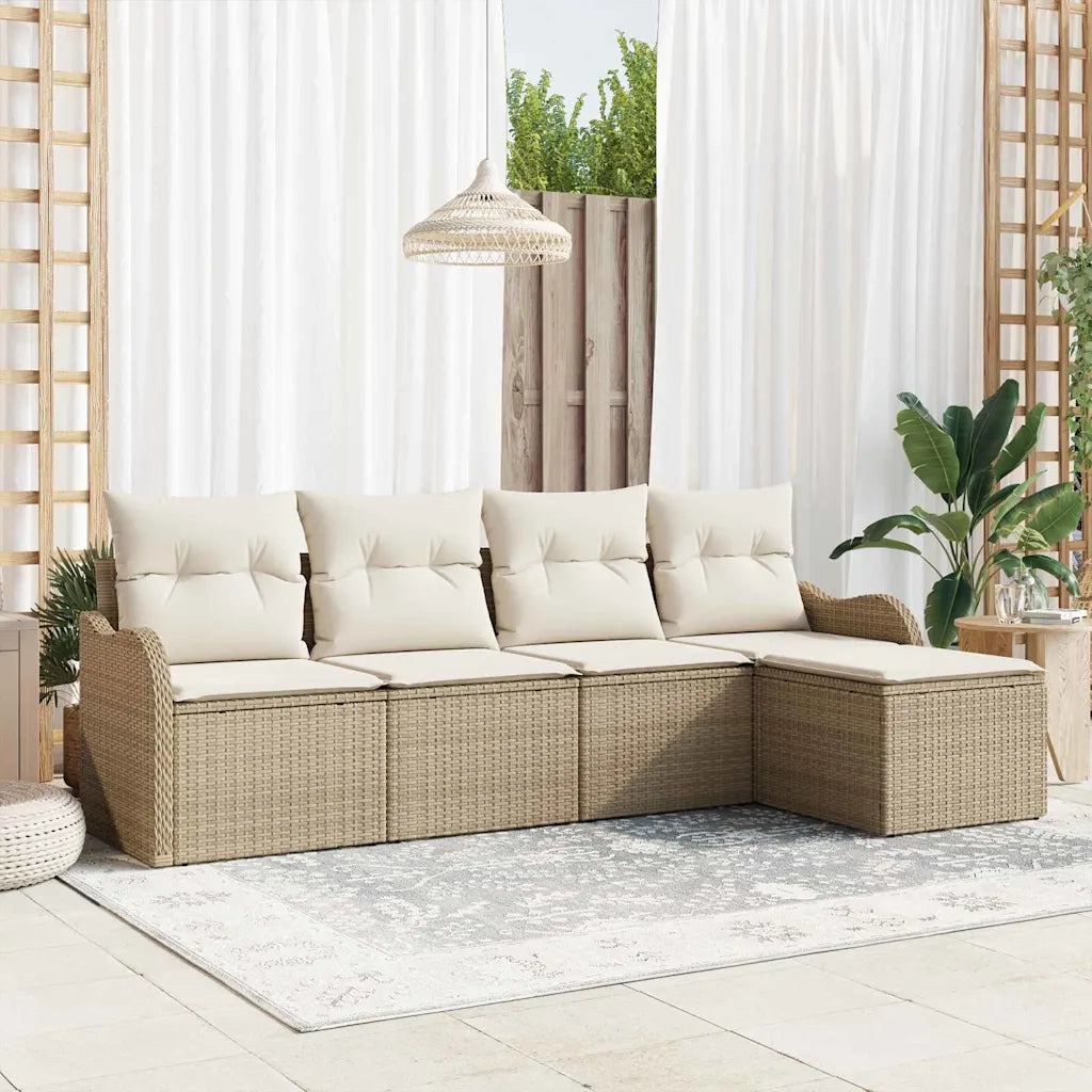 Set Divano da Giardino con cuscino 5 pcs Beige Poly Rattan 3354330
