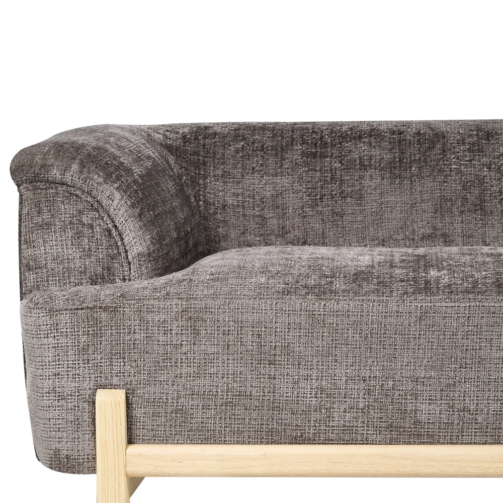 Divano a 2 posti imbottito in poliestere marrone con gambe in legno Soggiorno in stile moderno