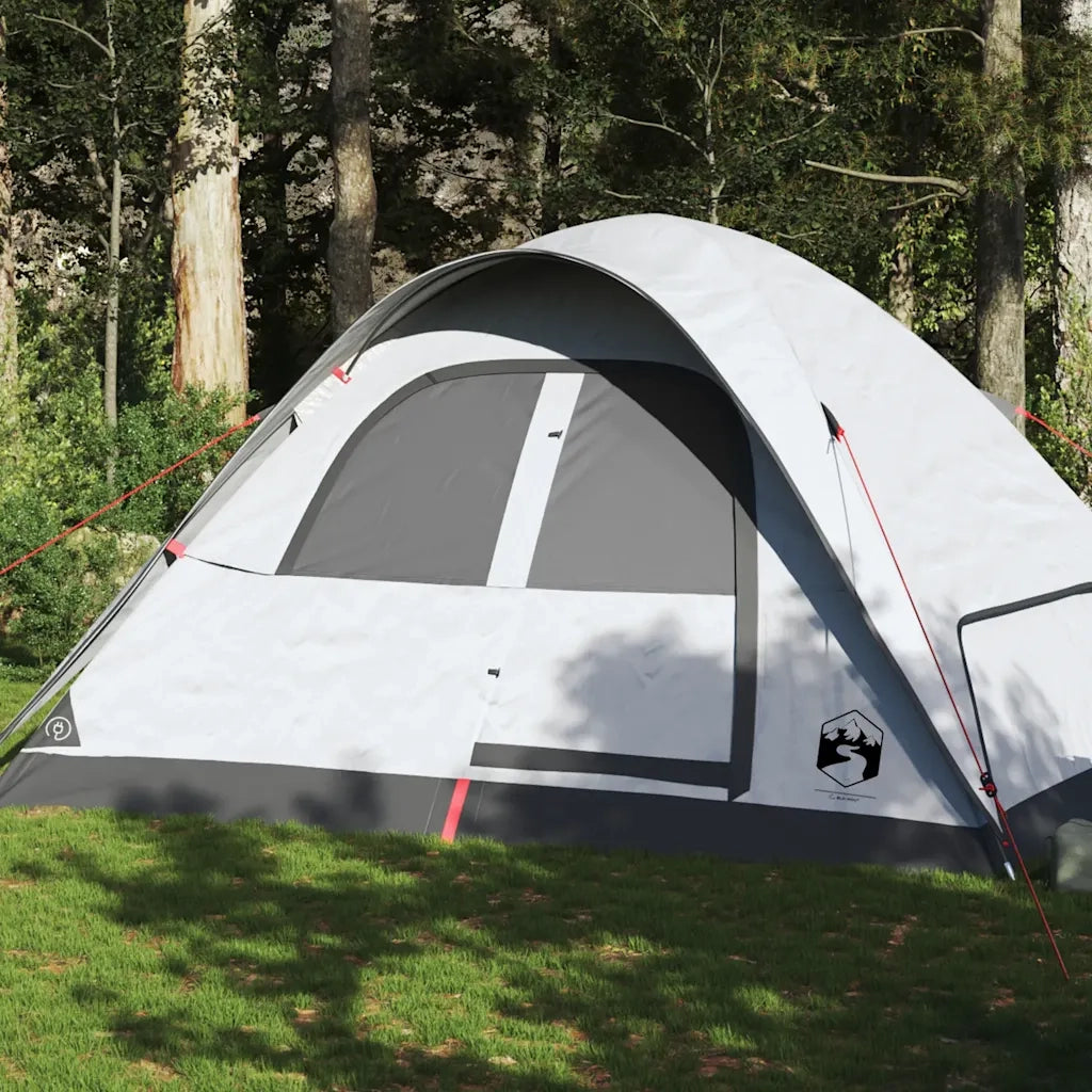 Tenda Familiare a Cupola 6 Persone-Tenda da campeggio Bianca Tessuto Impermeabile 571000