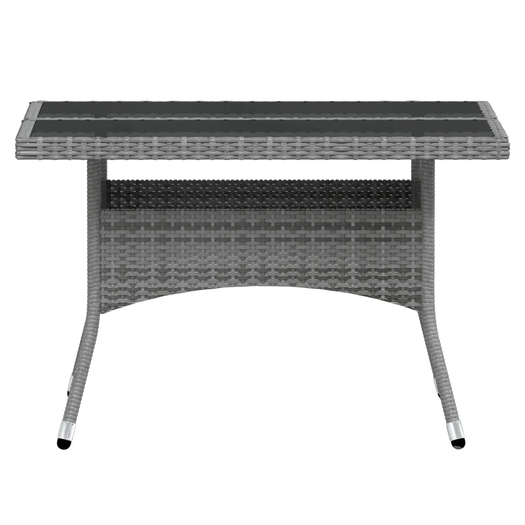 Set Pranzo da Giardino 5 pz Polyrattan e Vetro Temperato Grigio cod mxl 71393