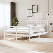 Giroletto-Struttura Letto Bianco 150x200 cm King in Legno Massello 642600