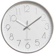 Orologio da parete moderno silenzioso 30cm con lancetta seconda e maniglia analogica non ticchettante (argento)