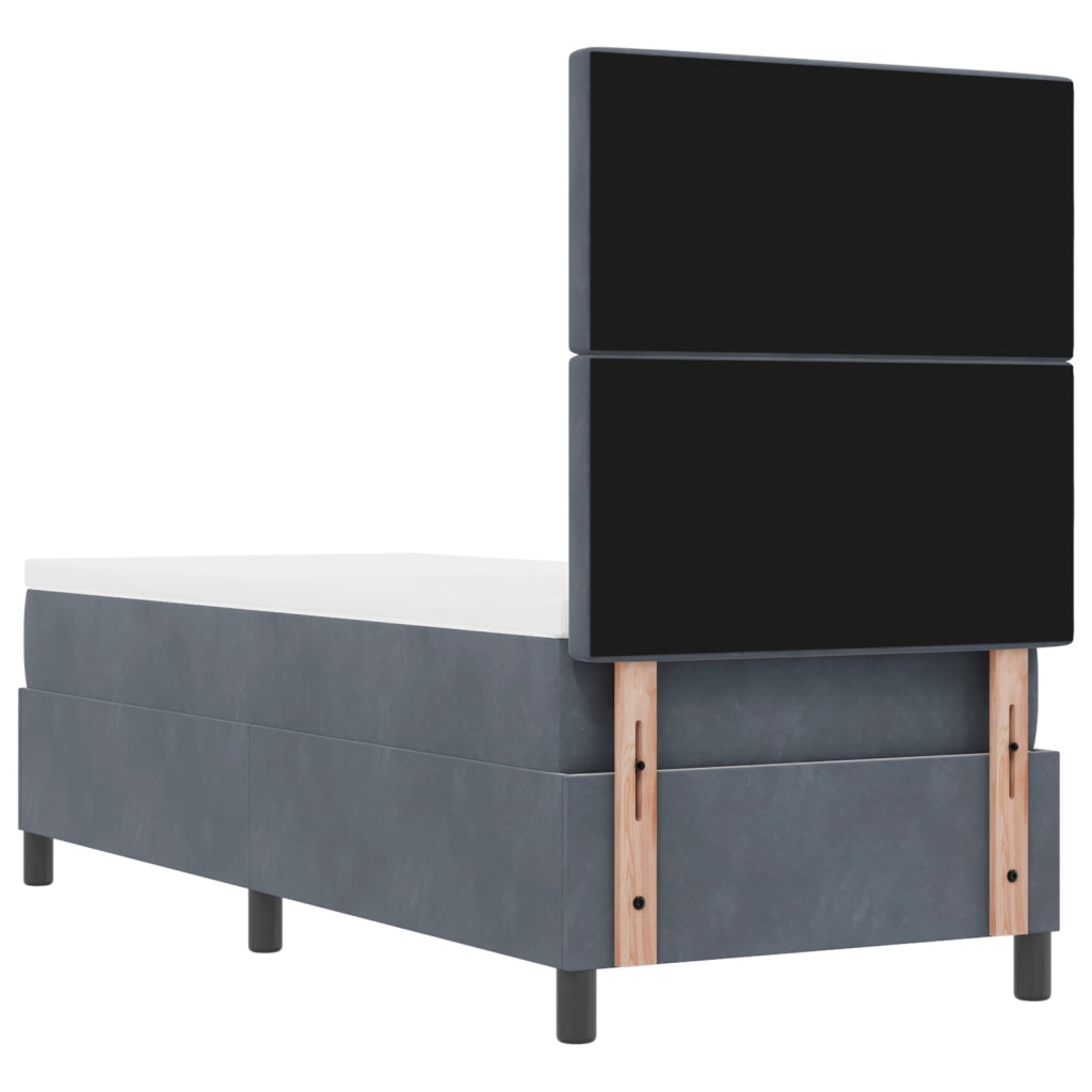 Letto Box Spring con Materasso Grigio Scuro 80x200 cm Velluto