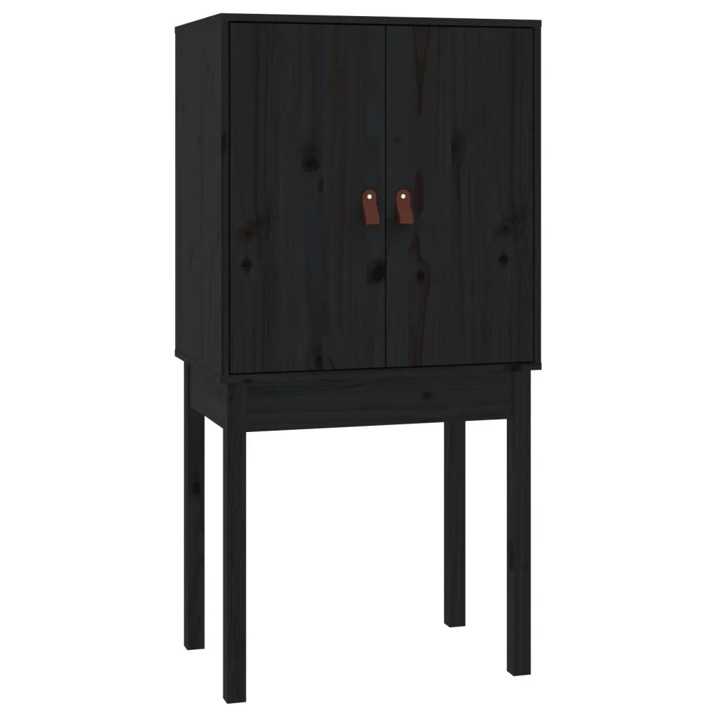 Credenza Nera 60x40x120 cm in Legno Massello di Pino 821748