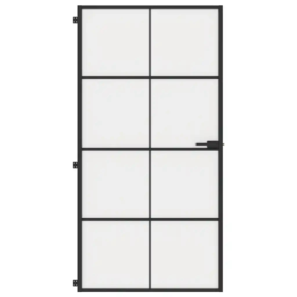 Porta Interni Sottile Nera 102,5x201,5Vetro Temperato Alluminio 155131