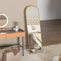 Specchio da Terra e Parete Moderno in Lega di Alluminio con Supporto Pieghevole, 50x161.5 cm, Oro