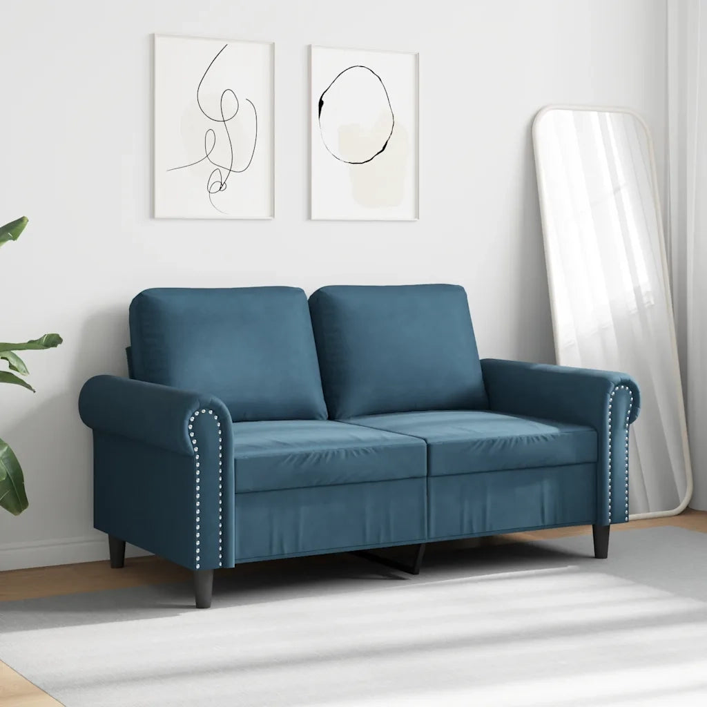 Divano a 2 Posti Blu 120 cm in Velluto 359528