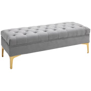 Panca/letto/scarpiera con gambe rialzate in velluto grigio chiaro, 118x45x42 cm, per camera da letto e corridoio.