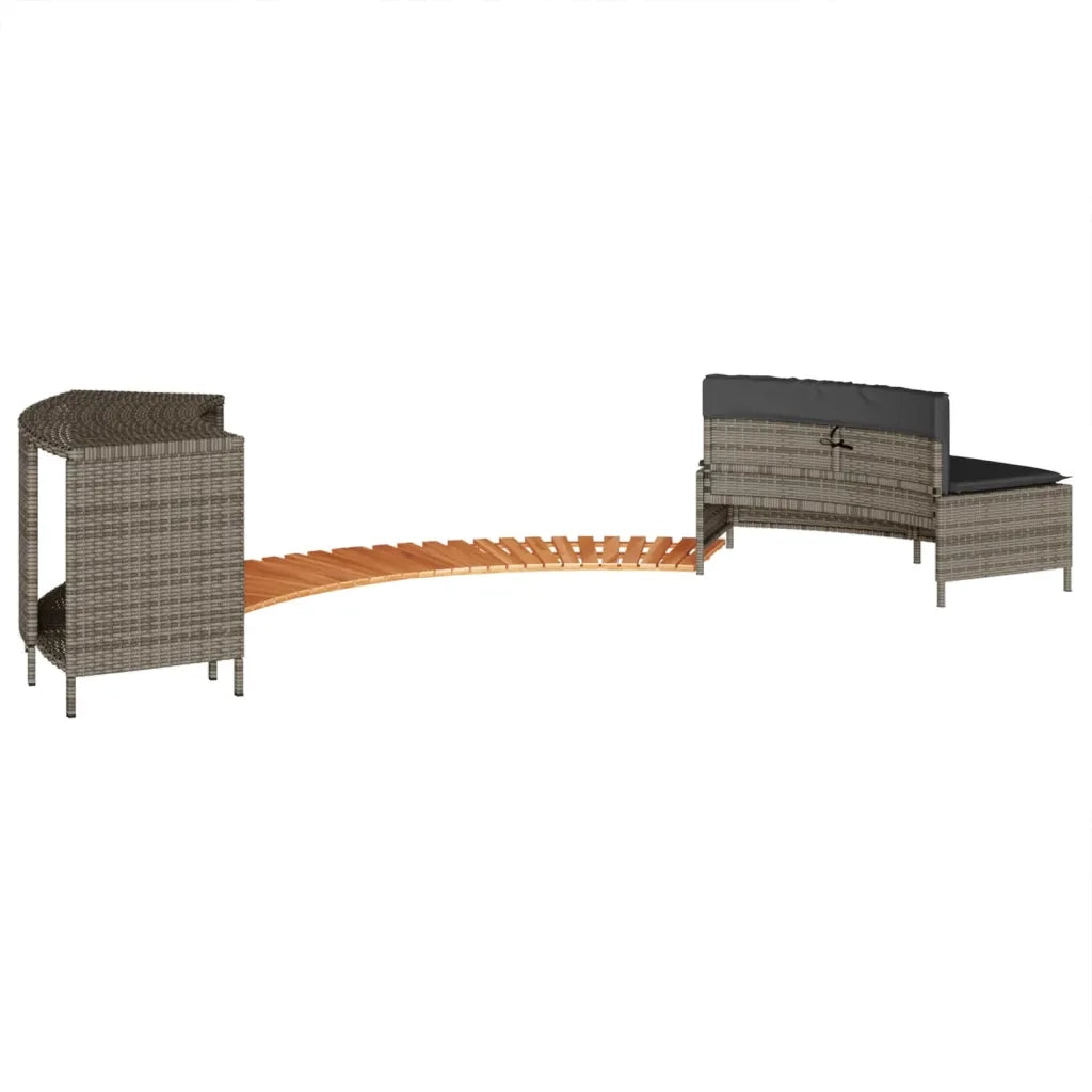 Bordo per Spa Grigio in Polyrattan e Legno Massello di Acacia CFW5256196