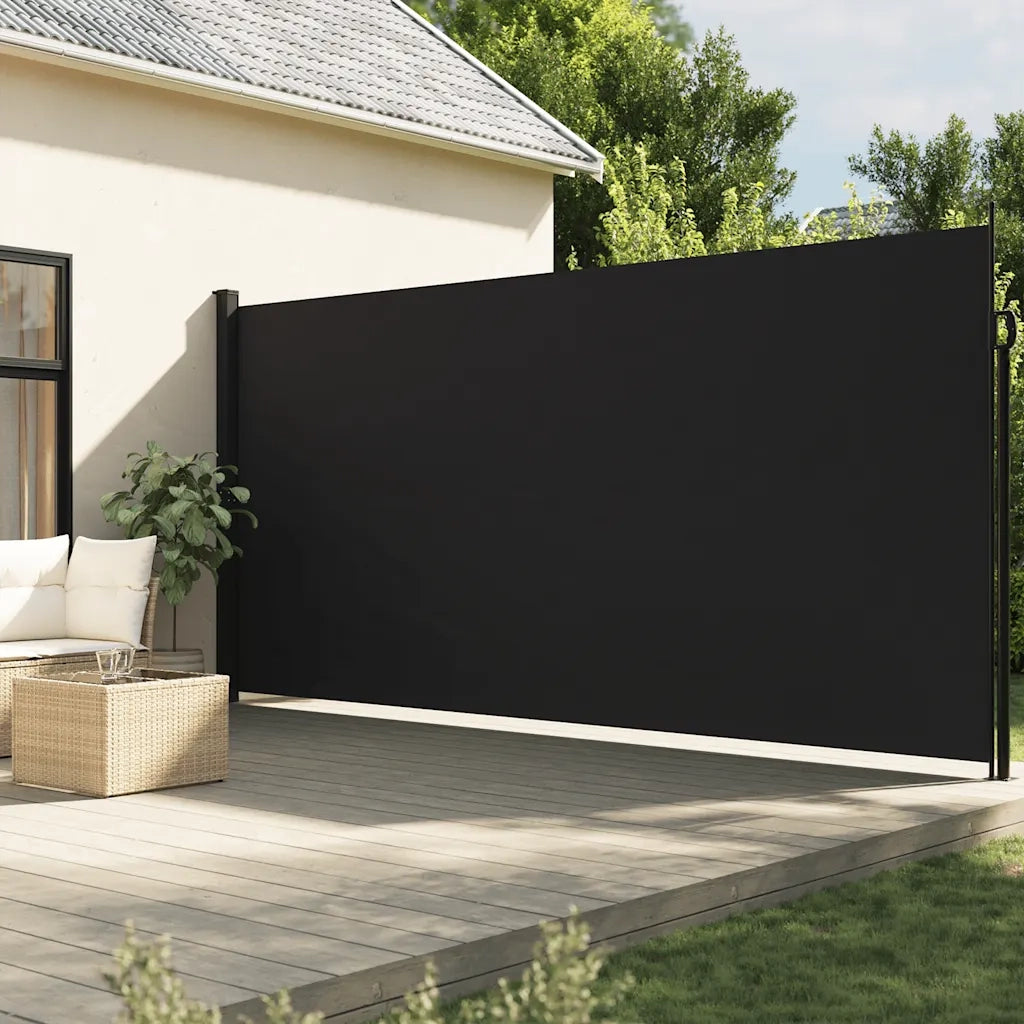 Tenda da Sole Laterale Retrattile-Tenda parasole per balcone per giardino Nera 220x300 cm