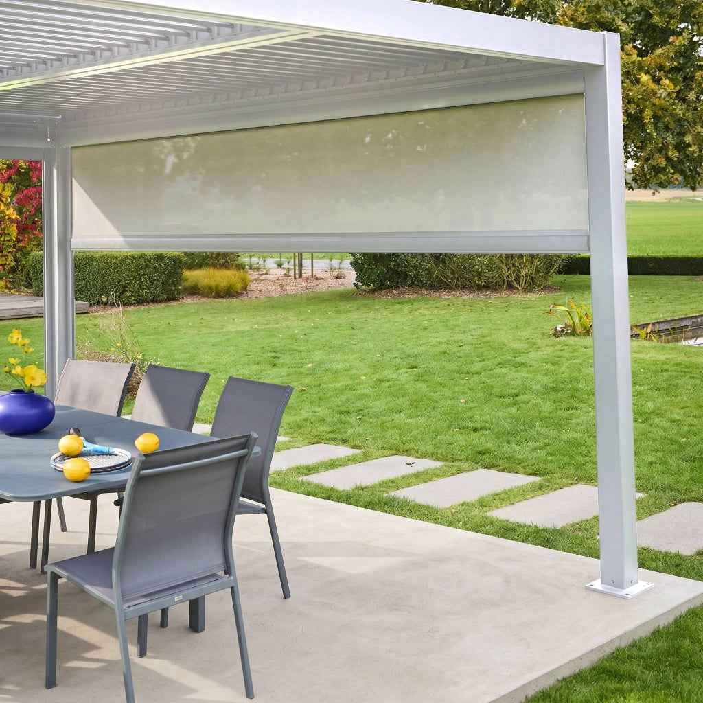 tenda laterale avvolgibile alluminio e textilene per pergola, 4m,