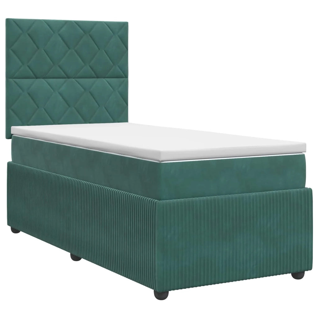 Letto box spring con materasso Verde Scuro 90 x 190 cm Velluto 3454520