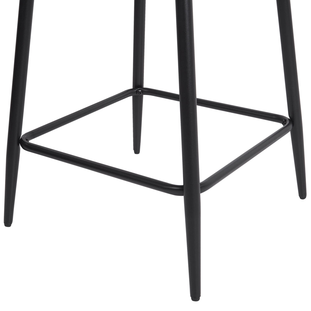 Set di 2 sedie da bar in velluto beige chiaro con gambe d'acciaio senza braccioli salotto soggiorno moderno