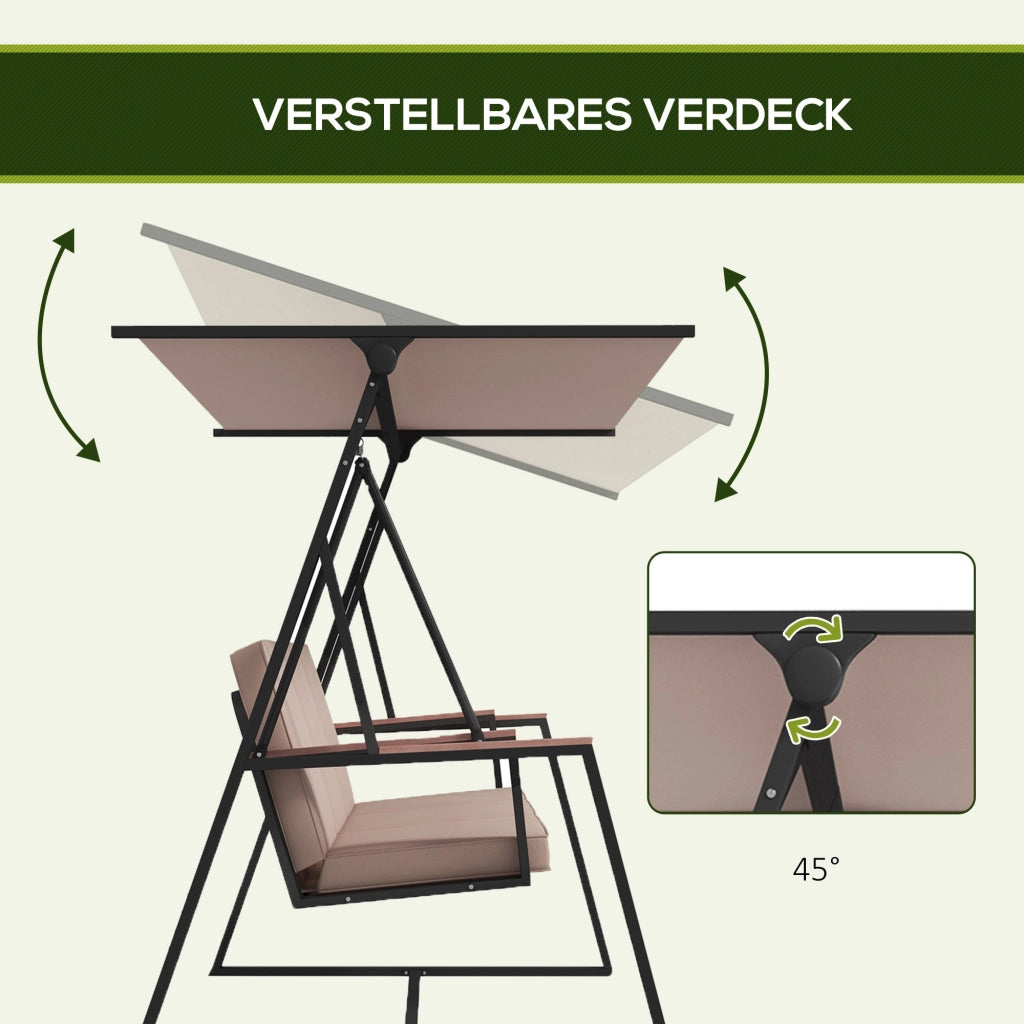 Altalena da Giardino 3 Posti con Tetto ¨C zephmum ¨C Beige e Nero