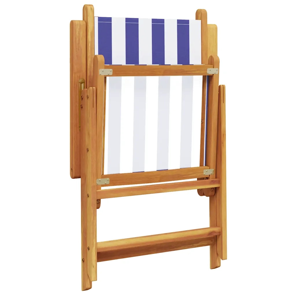 Set Pranzo Giardino 7pz Blu e Bianco Tessuto e Legno Massello 3281741