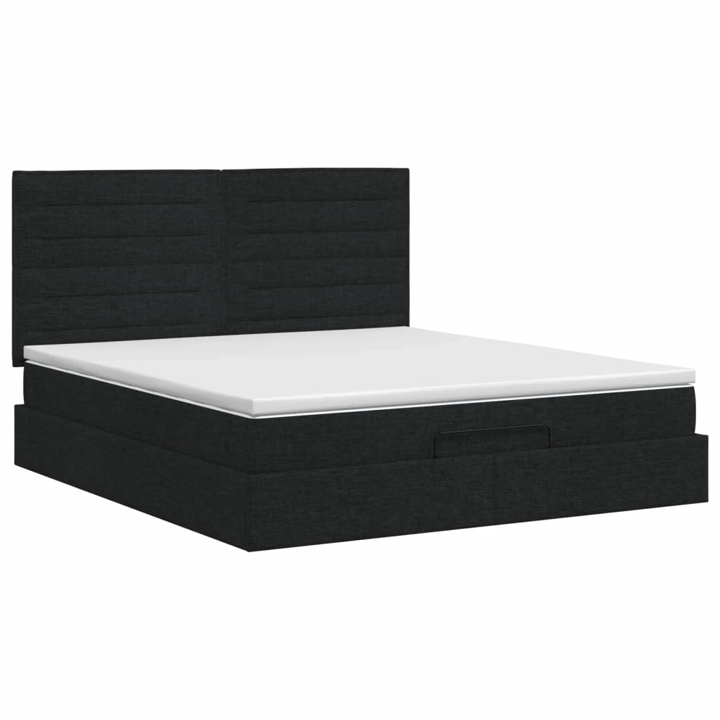Letto ottomano con materasso Nero 160 x 200 cm Tessuto 3457420