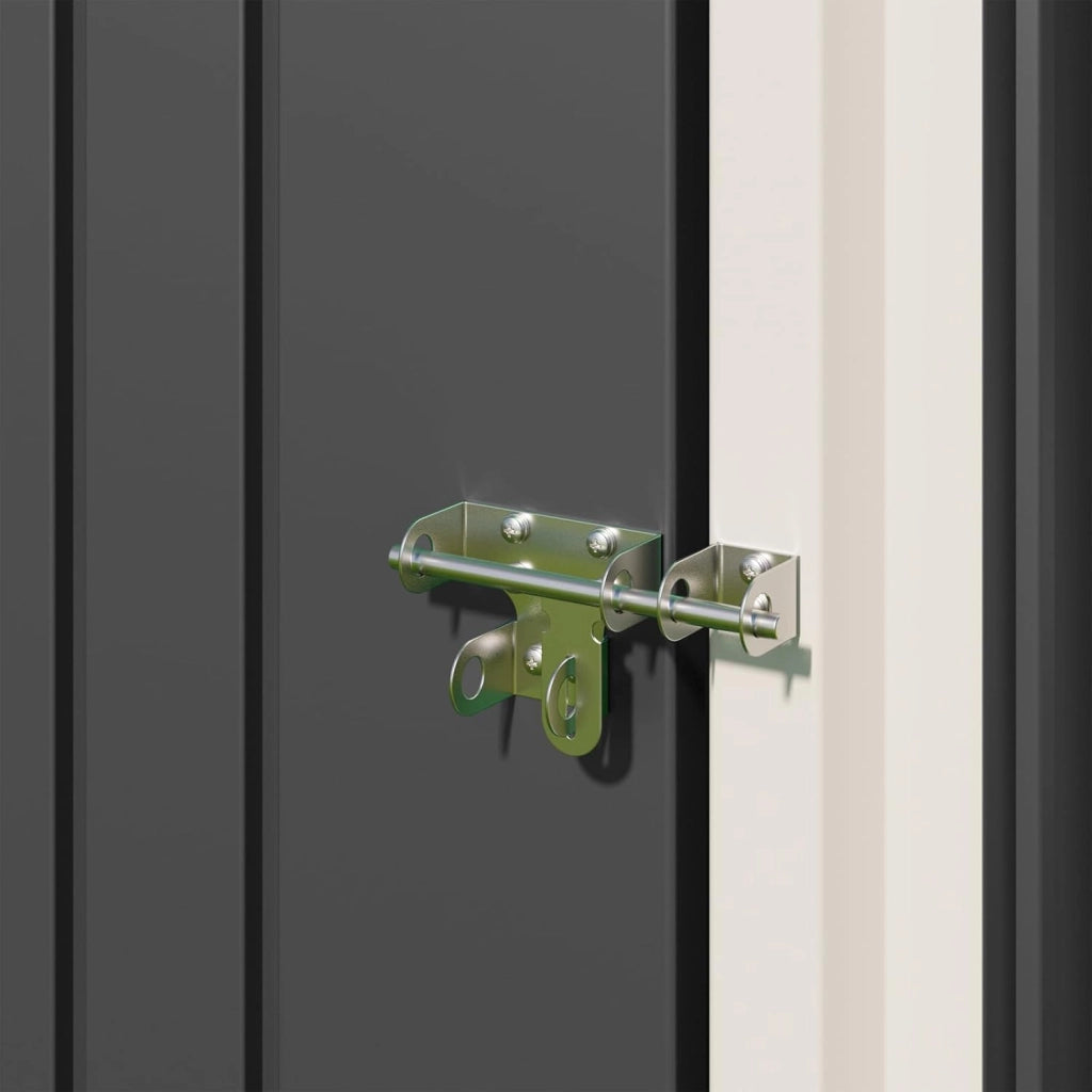 Casetta per attrezzi in metallo,Capanno per Attrezzi da Giardino in Metallo con Ripiani Regolabili, Tetto Inclinato, Prese d'Aria,per Prato, Patio e Cortile161x94x182CM,Grigio