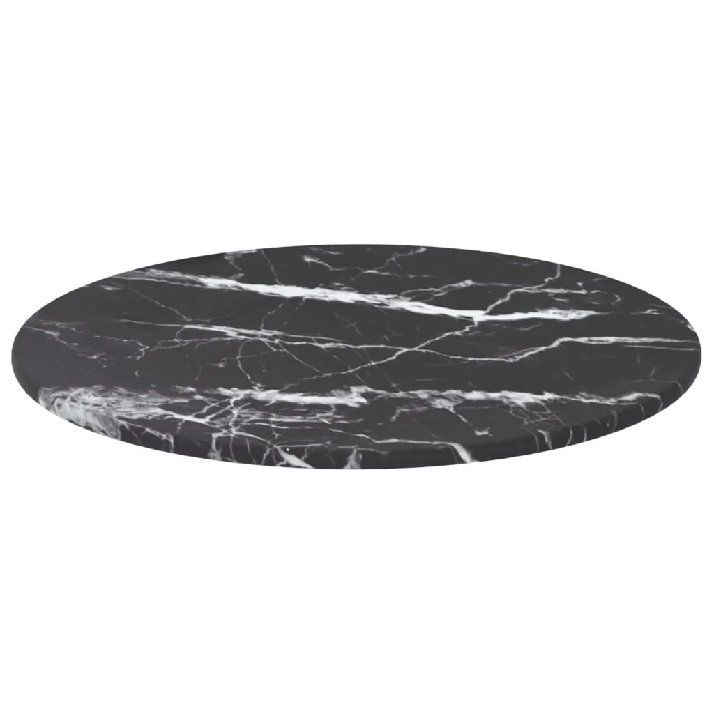 Piano per Tavolo | Superficie Tavolo | Piano Scrivania Nero ?30x0,8 cm Vetro Temperato Design Marmo