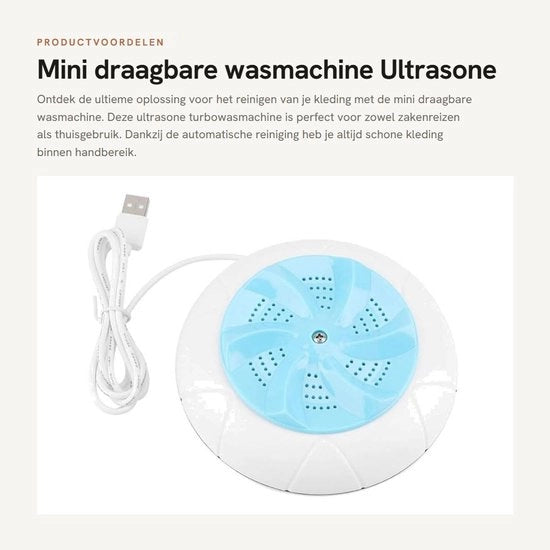 Mini lavatrice portatile - Lavatrice ultrasonica a basso consumo - Pulizia automatica - Blu - Lavanderia portatile - Casa - Adatto per uso domestico e viaggio