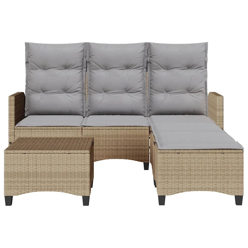 Set Divano da Giardino 3 pz con Cuscini a L Beige in Polyrattan 3328641