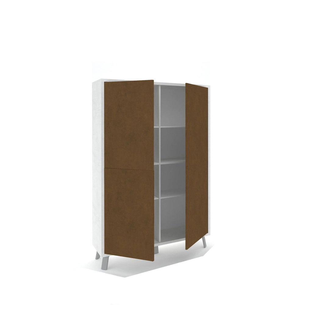 Mobile Soggiorno Madia Alta 4 Ante 108x41x161 cm Ossido Bianco e Ruggine