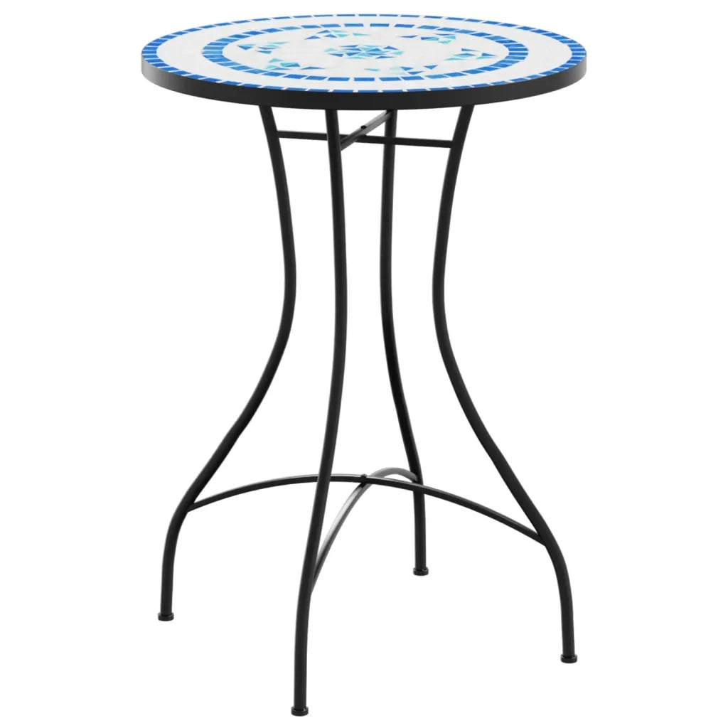 Tavolino da Bistrot con Mosaico Blu e Bianco Ã˜50x70 cm Ceramica