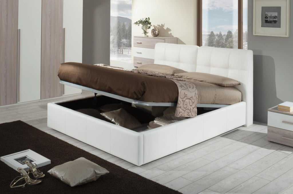 Letto matrimoniale bianco 182x220x109 cm