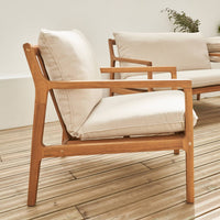 Salotto da giardino in acacia a 4 posti, beige