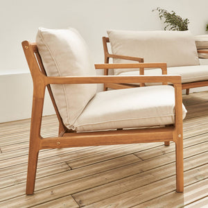 Salotto da giardino in acacia a 4 posti, beige