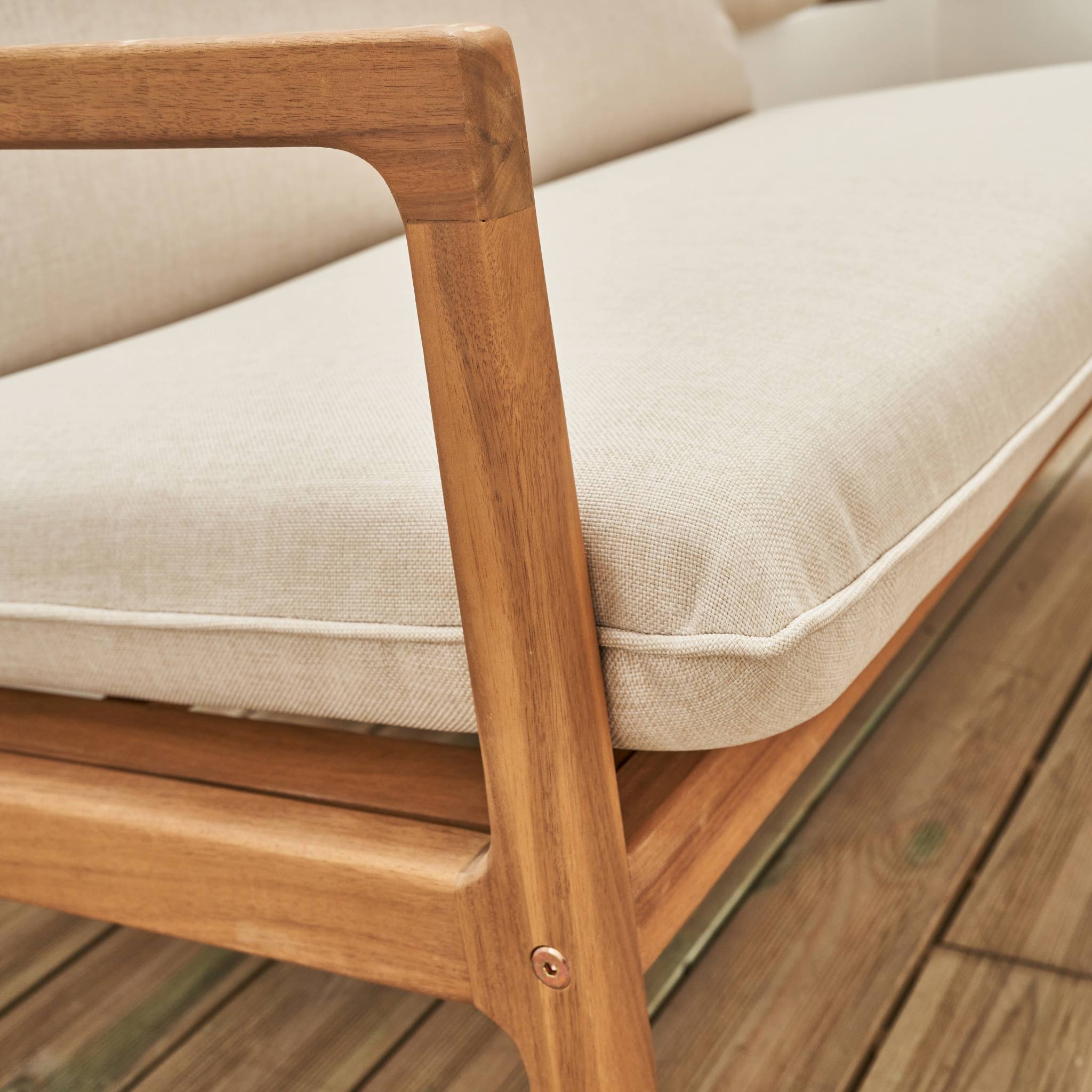 Salotto da giardino in acacia a 4 posti, beige