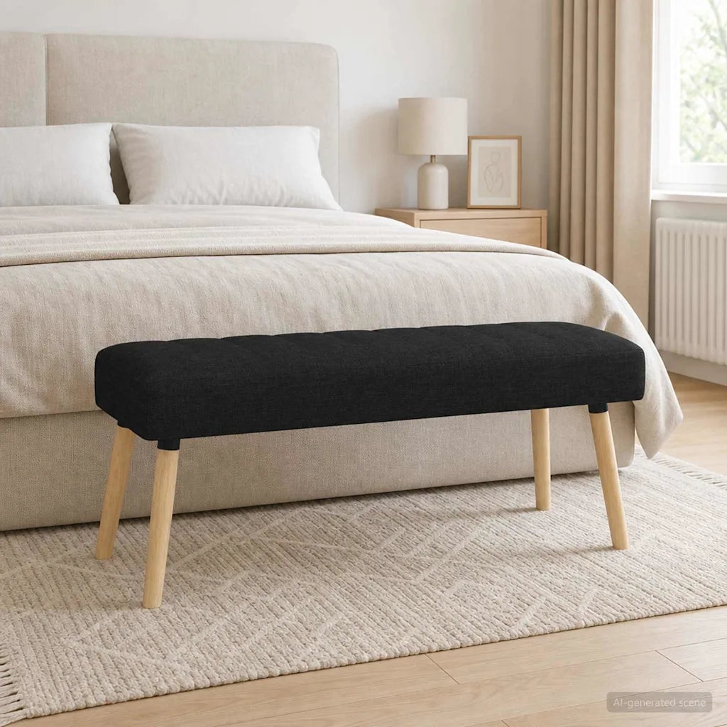 Panchina trapuntata a canale Nero 110 x 40 x 46 cm Tessuto 42038489