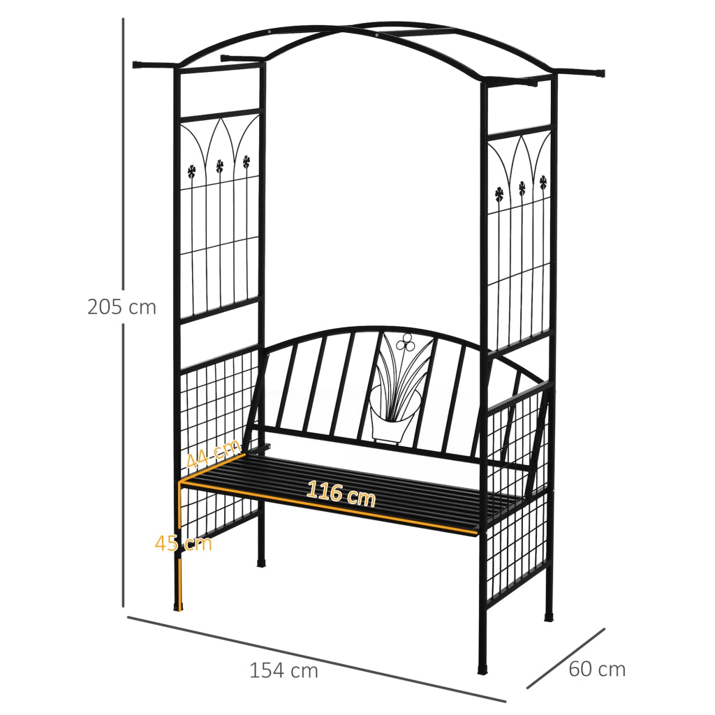 Arco con Panca ¨C zephmum ¨C Nero, Metallo, 154x60x205 cm