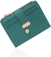 Portafoglio Femminile Compatto - Design Minimalista - Portamonete RFID - Cassetto per Soldi con Tasto di Pressione - Dimensioni 12 x 9 x 1,5 cm