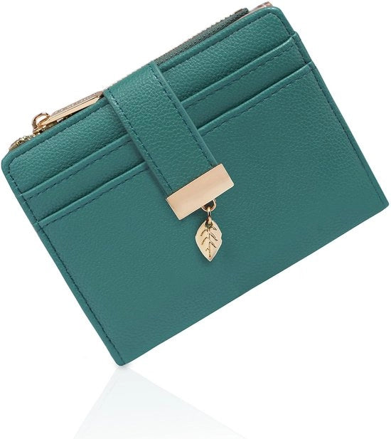 Portafoglio Femminile Compatto - Design Minimalista - Portamonete RFID - Cassetto per Soldi con Tasto di Pressione - Dimensioni 12 x 9 x 1,5 cm